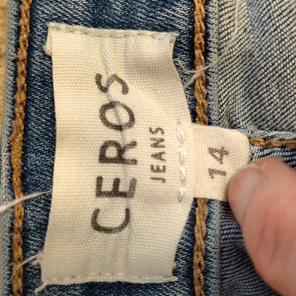 Ceros Blue Distressed High Waist Straight Leg Ankle Jeans Plus 14 Cropped - Picture 9 of 10